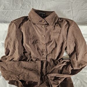 PrettyLittleThing Brown Casual Button Down Shirt